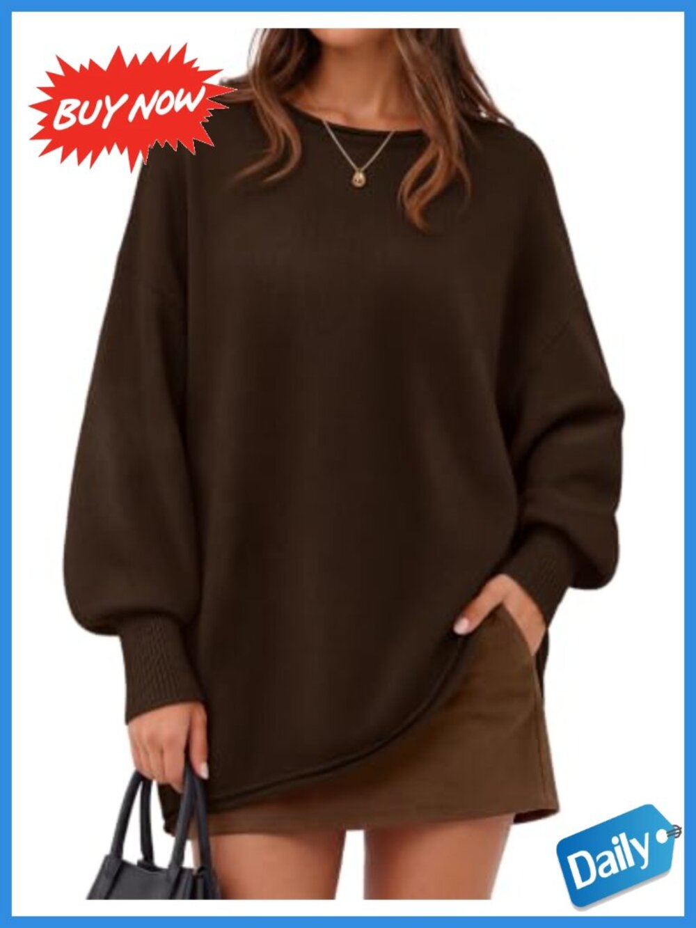 Oversized Long Sleeve Crew Neck Knit Pullover Sweater Casual Fall Winter